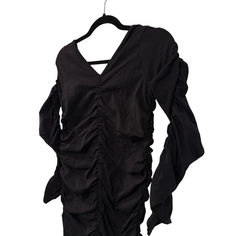 NWT! Helmut Lang XS/S Ruched Bodycon Midi Jersey Dress $495 Long Sleeve Black - Picture 8 of 12